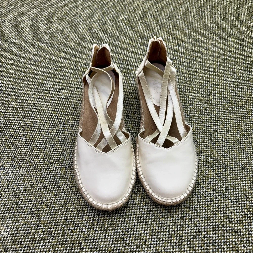 Kenneth Cole Reaction Elastic Wedge Women 6 White Strappy Espadrille